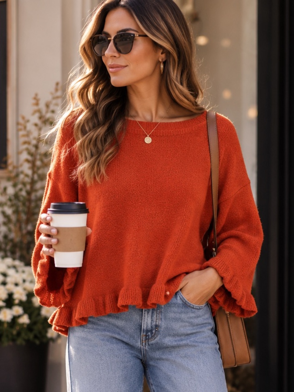 MADE IN ITALY 🇮🇹 Casual Ruffle-Hem Sweater -